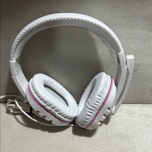 White and Pink Over-Ear Headphones